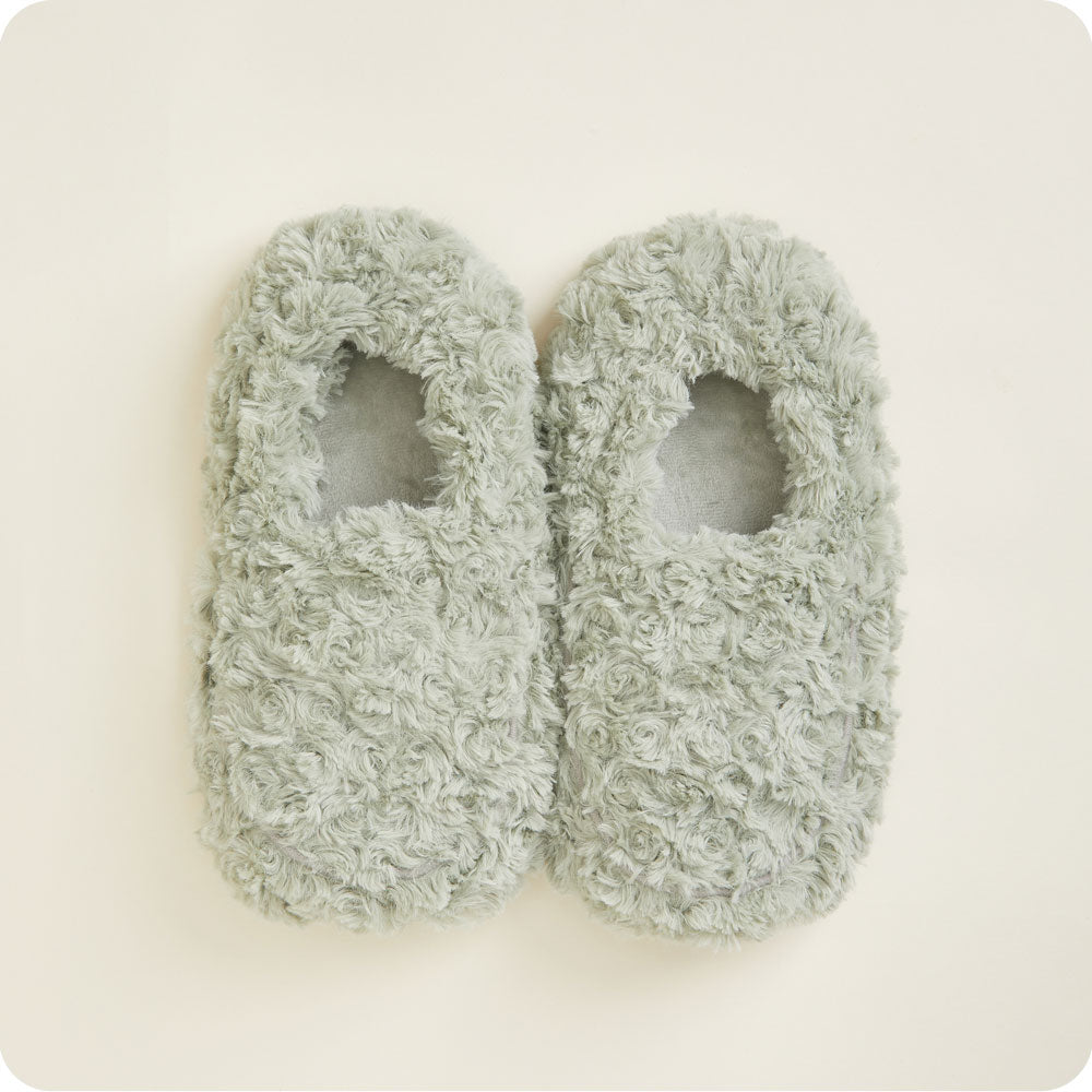 Microwavable Curly Sage Green Warmies Slippers - Warmies USA
